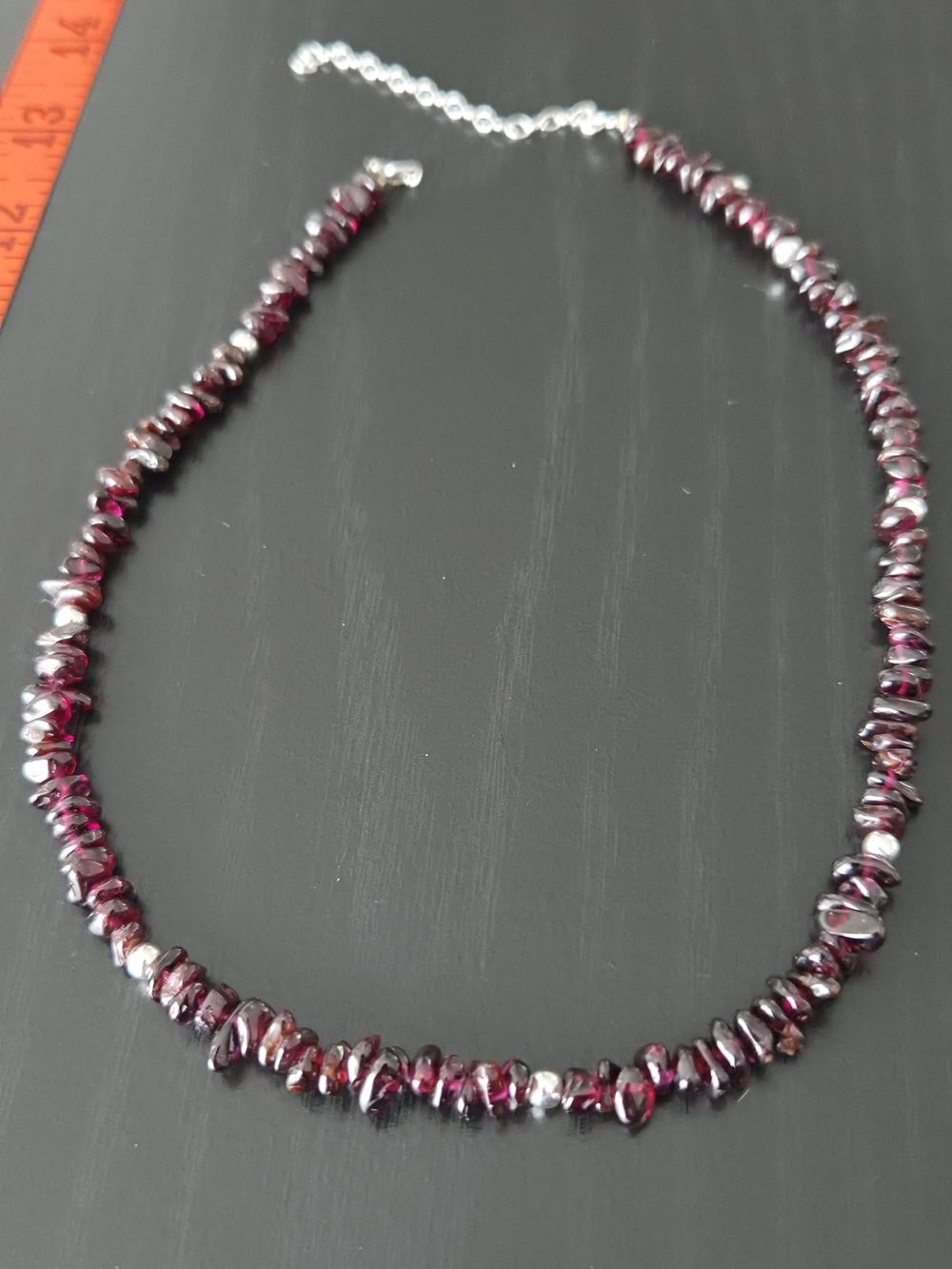 Natural Polished Red Garnet Chips Beaded Necklace Choker - Women Jewelry